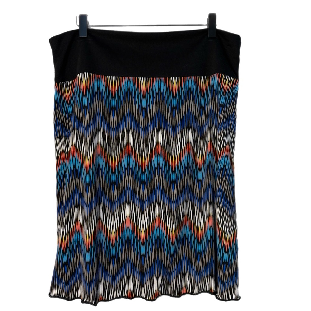 ginza girl A-Line Pull On Skirt Chevron Multi Color L Flirty Boho